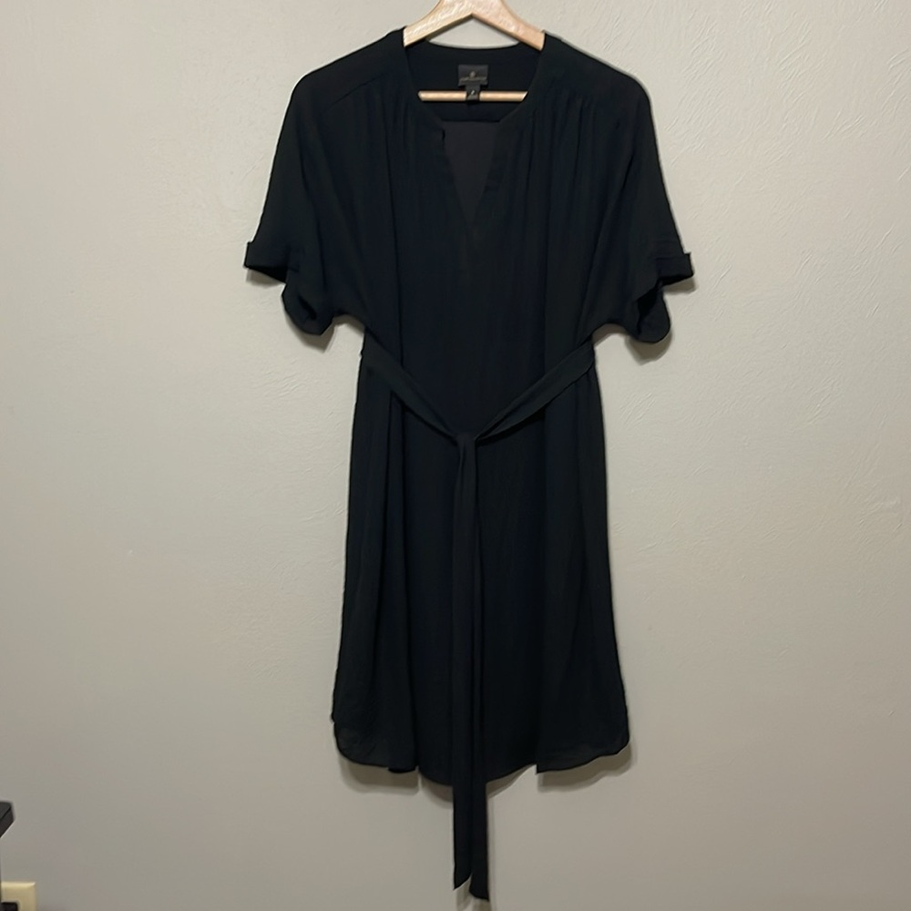 Worthington Short Sleeve V-neck Black Dress Fully Lined, Size L